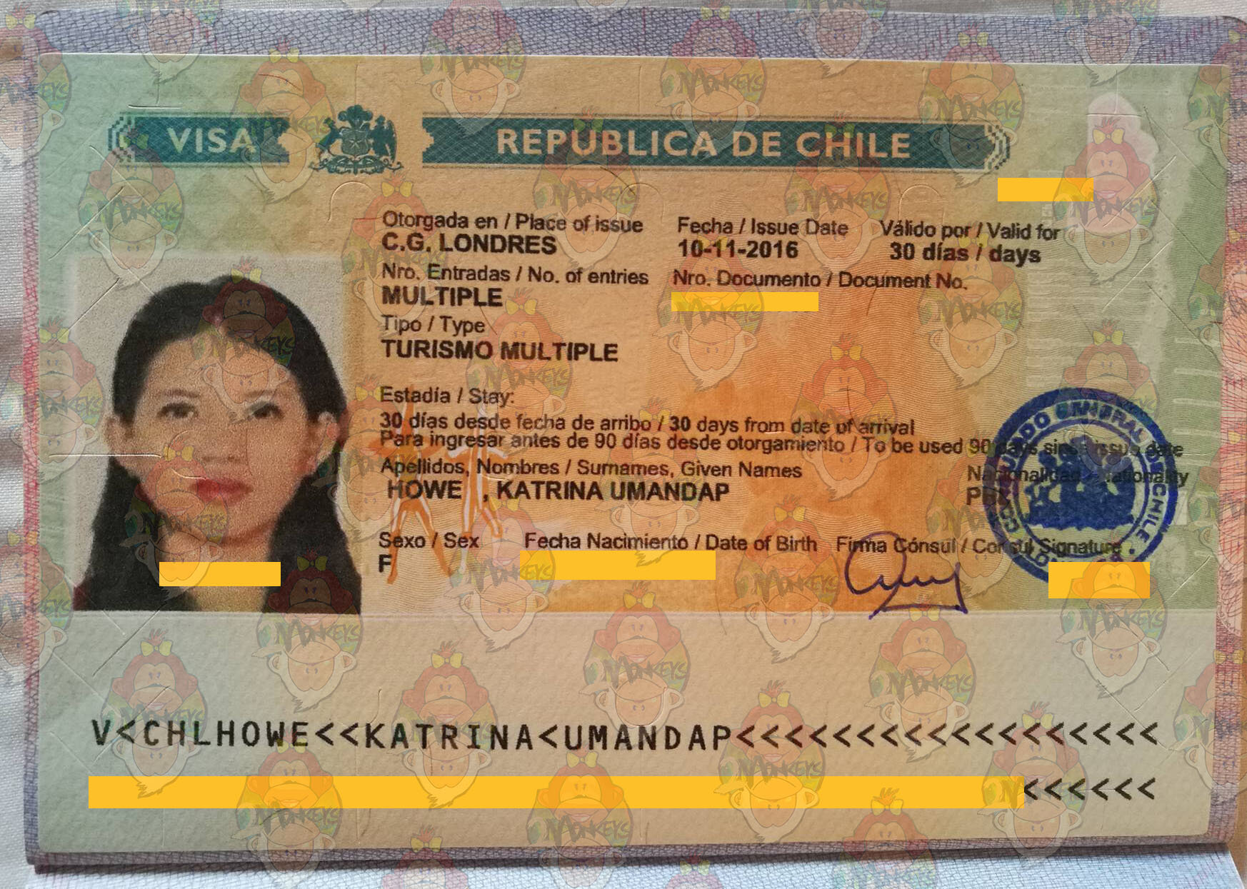 Indian Visa Application from CHILE
